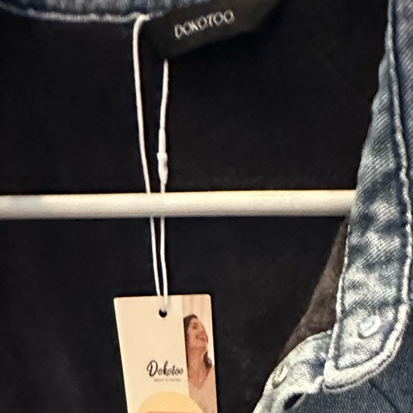 Jean Jacket w Fleece Warm Fleece Lining By Dokotoo Size L - Picture 4 of 5